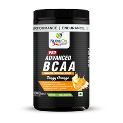 Nutra On Sport | Pro Advanced BCAA | 13.25g Protein Per Scoop | 2:1:1 Ratio | Premium Intra Workout - 400g (30 Servings) - Tangy Orange