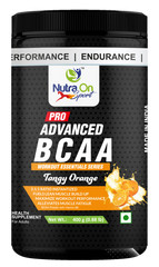 Nutra On Sport | Pro Advanced BCAA | 13.25g Protein Per Scoop | 2:1:1 Ratio | Premium Intra Workout - 400g (30 Servings) - Tangy Orange